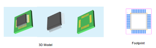 Fig.1 3D Model and footprint of STM32F303CCT6