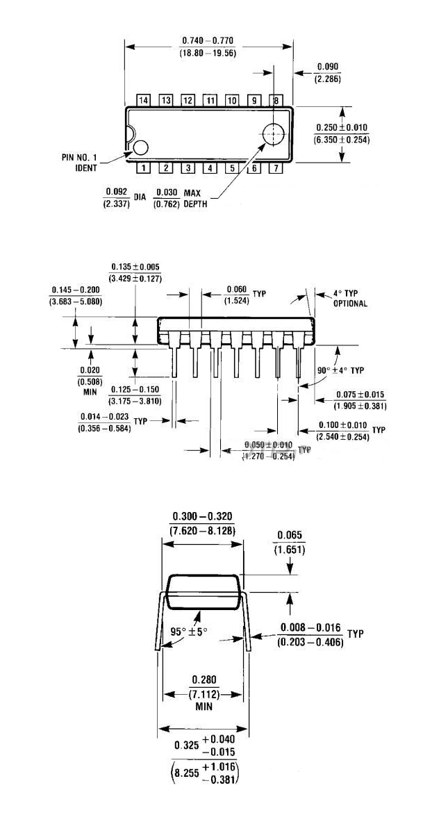 74LS32 Dimension