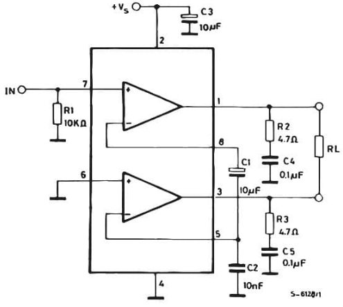TDA2822 Test Circuit (Bridge)